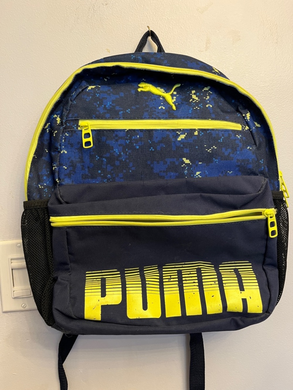 Puma Navy Backpack with Bright Yellow Accents